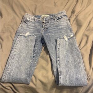 Abercrombie Women's Blue Distressed Jeans